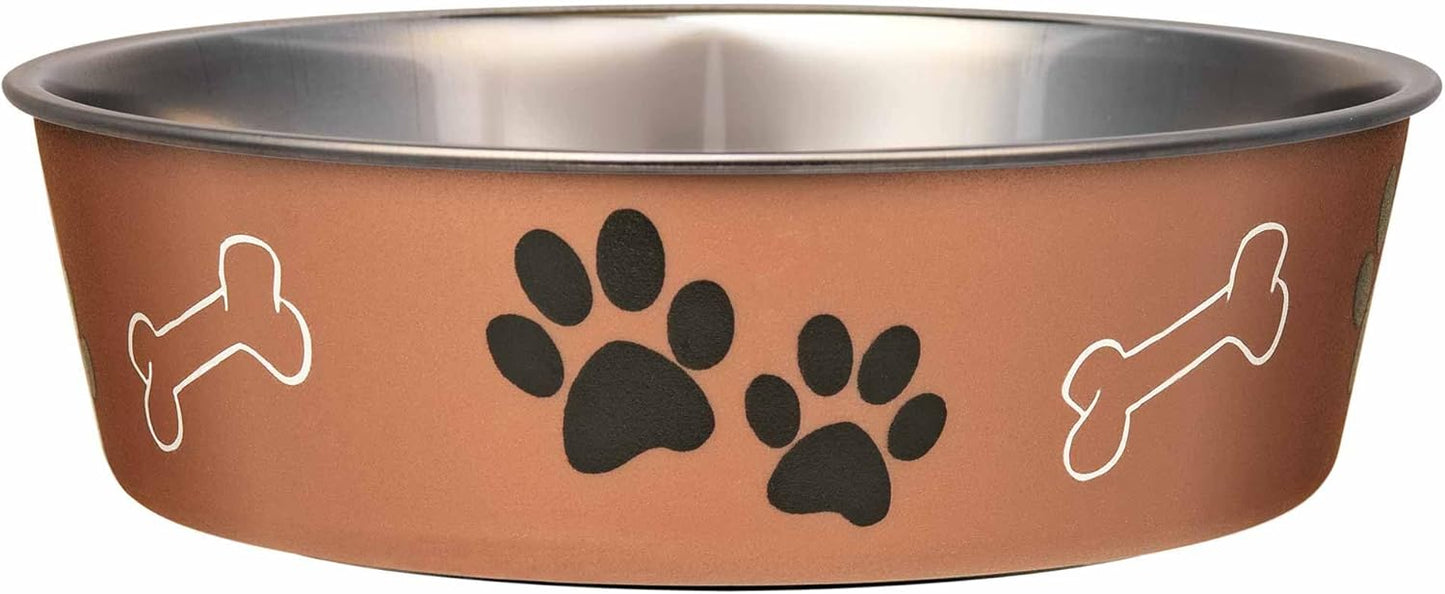 Loving Pets Bella Dog Bowls- Stainless Steel Dog & Cat Bowls - Spill Proof Dog Food Bowl, Cat Bowl, Puppy Essentials & Pet Supplies Great for Home & Travel (Medium 20-35 lbs, Copper)