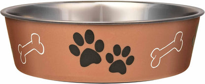 Loving Pets Bella Dog Bowls- Stainless Steel Dog & Cat Bowls - Spill Proof Dog Food Bowl, Cat Bowl, Puppy Essentials & Pet Supplies Great for Home & Travel (Medium 20-35 lbs, Copper)