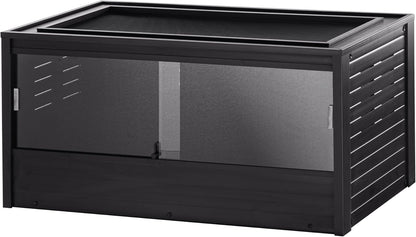 New Age Pet ECOFLEX 48 in Mojave Reptile Lounge in Espresso Black, Durable Wood Plastic Composite Habitat with Vented Side Panels, Removable Sliding Glass Doors, and Mesh Screen Top for Lamp Setup,