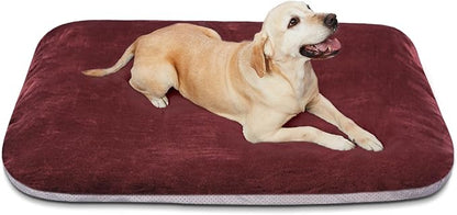 Magic Dog Super Soft Large Dog Bed, 39 Inches Orthopedic Foam Pet Beds with Anti Slip Bottom, Dog Sleeping Mattress with Removable and Washable Cover, Burgundy L,39'' X 33.5'' X 3.7''