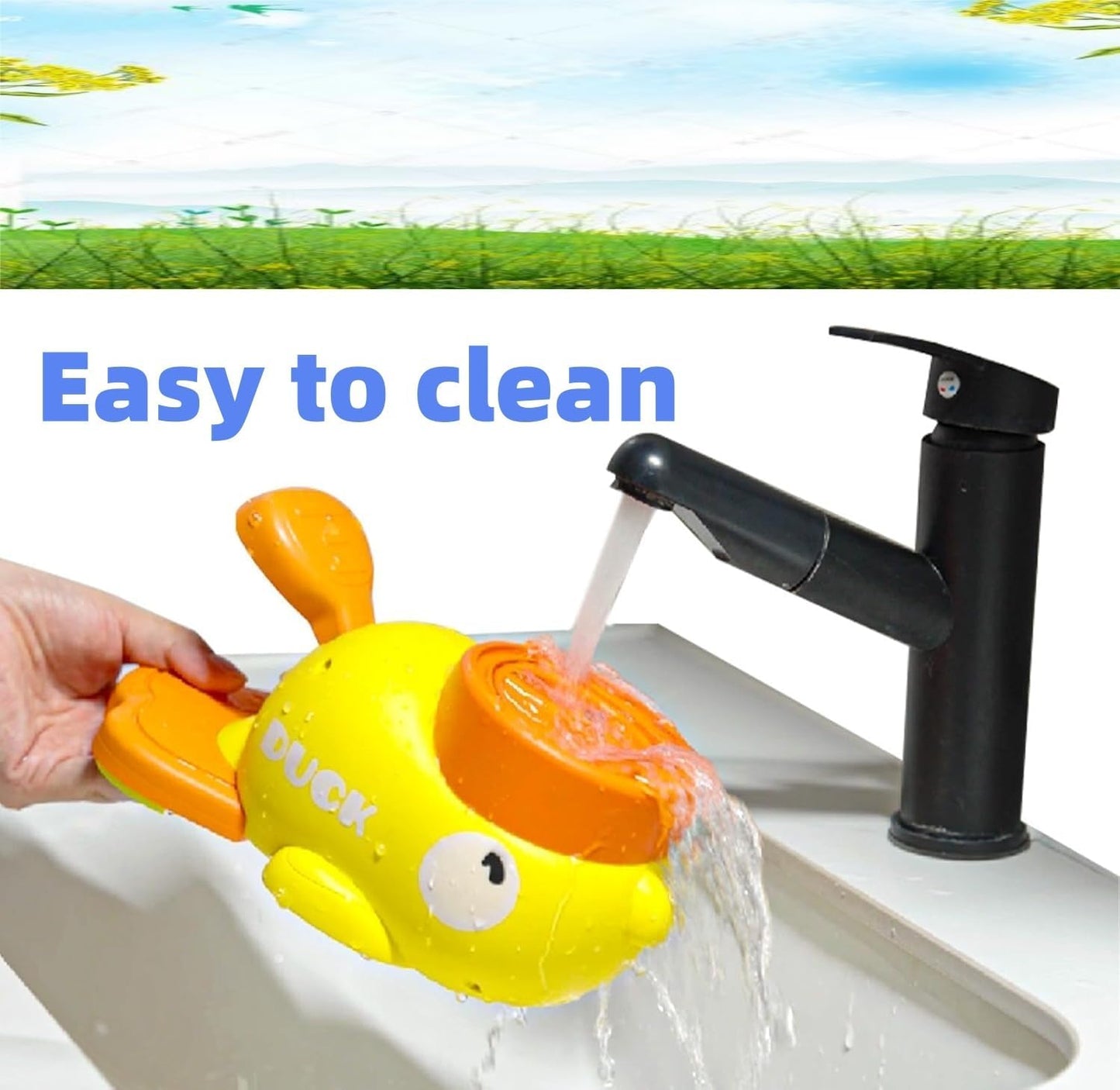 Cat Dog Automatic Feeder, Yellow Duck Shaped Pet Food Dispenser, Healthy Diet Pet Feeder,Slow Feeder Puzzle Toy, Press and Rotate to Dispense Food;