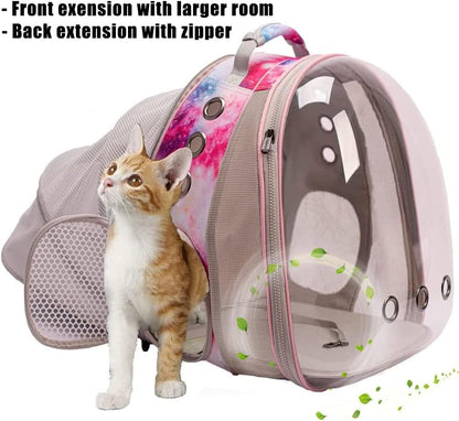 halinfer Galaxy Pink Dual Expandable Cat Backpack Carrier, Fit up to 20 lbs, Expandable Pet Carrier Backpack for Large Fat Cat and Small Puppy