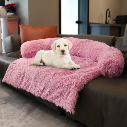 Tinaco Luxurious Calming Dogs/Cats Bed Mats, Dog Pad Washable Removable Couch Cover, Plush Long Fur Mat for Pets, Waterproof Lining, Perfect for Small, Medium and Large Dogs and Cats (Pink, 36"x31")