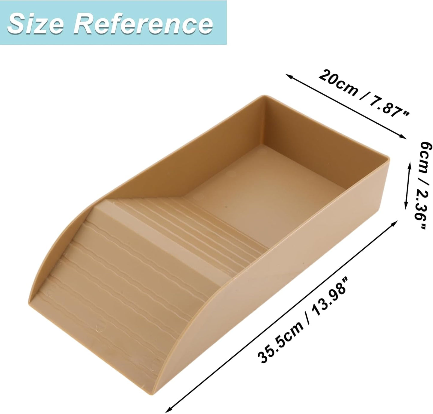 Tortoise Food Dish with Ramp, Plastic Reptile Water Bowl, Tortoise Water Pool, Reptile Climbing Ramp for Turtles Lizards, 13.98"x7.87"x2.36", Brown