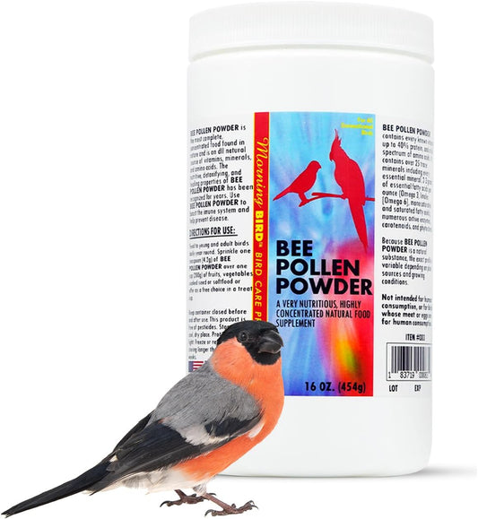 Morning Bird Bee Pollen Powder for Birds 16 Oz – Complete Nutrition with Protein, Amino Acids & Immune Support – Bird Vitamin & Mineral Supplement for Daily Health & Wellness