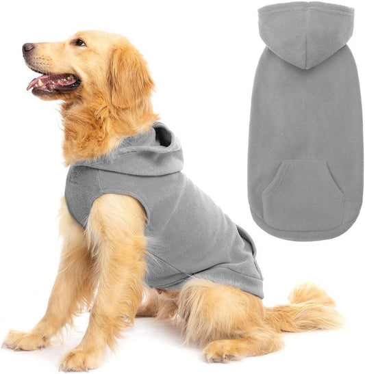 EXPAWLORER Dog Hoodie Fleece Sweater Vest, Hooded Dog Sweatshirt Fall Winter Pet Clothes with Leash Ring, Sleeveless Warm Cozy Puppy Clothing for Cat Small Medium Large Dogs Girl Boy, Grey S