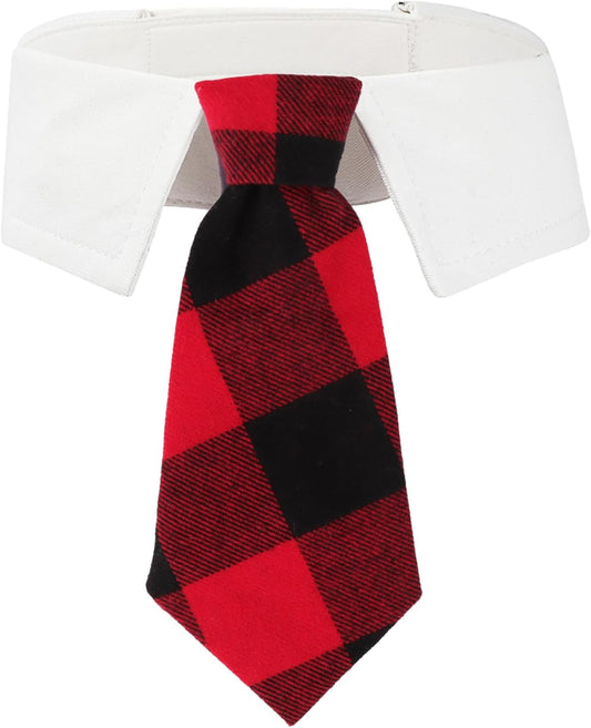 ADOGGYGO Christmas Dog Necktie, Xmas Pet Tuxedo Costume, Red Plaid Christmas Neck Tie Collars for Large Dogs (Large)