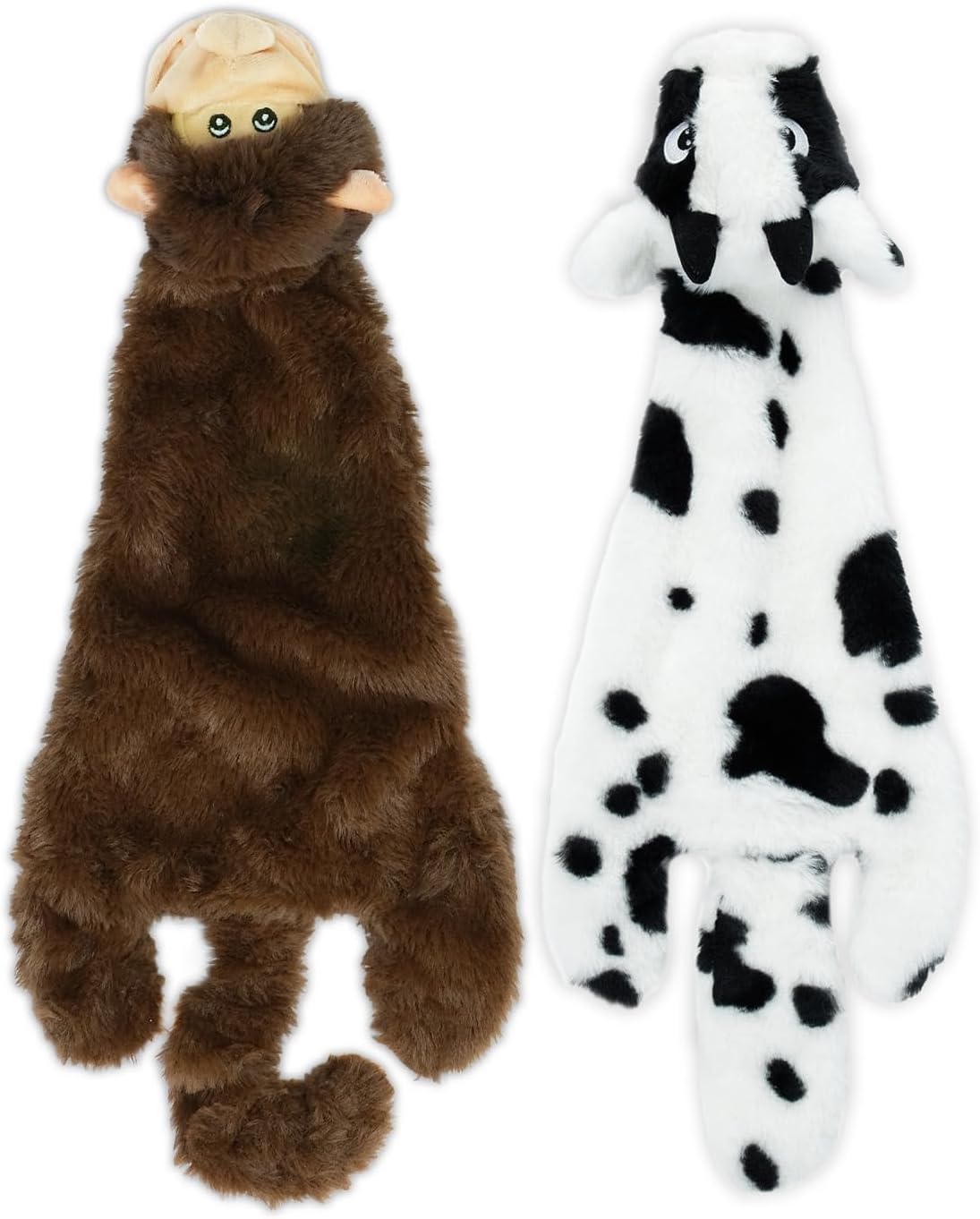 Best Pet Supplies Squeaky Dog Toys with Soft Durable Fabric for Small, Medium and Large Pets Interactive Toy for Indoor Play, Supports Active Biting and Play - Cow, Monkey, Small