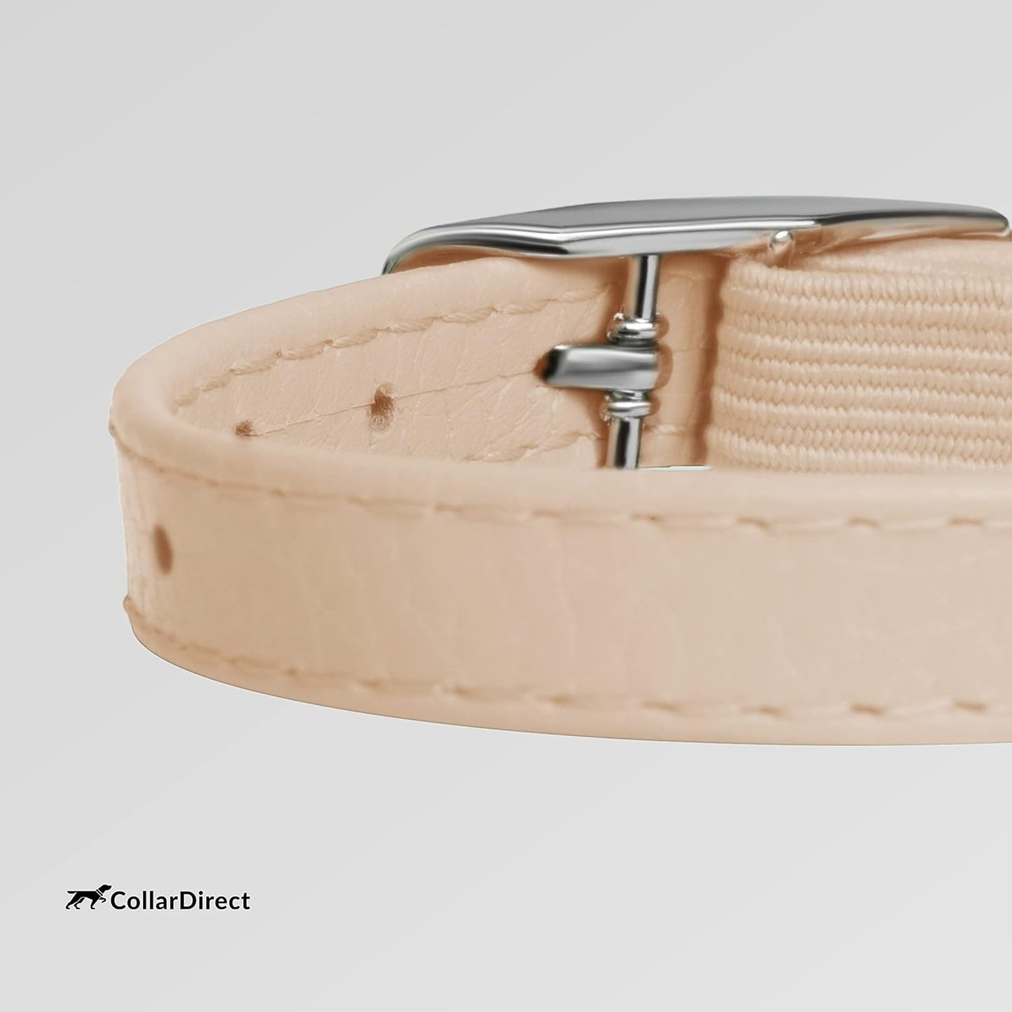 CollarDirect Leather Cat Collar, Kitten Collar with Removable Bell Black Blue Red Orange Lime Green (6-7 Inch, Beige)