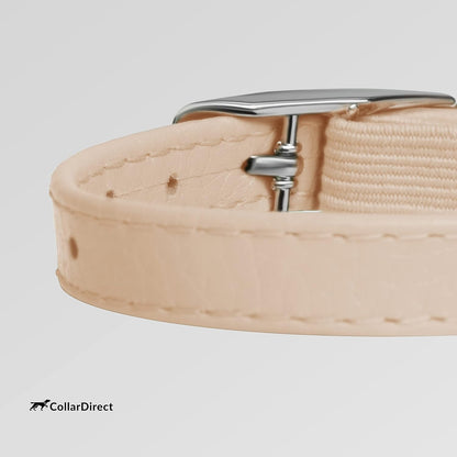 CollarDirect Leather Cat Collar, Kitten Collar with Removable Bell Black Blue Red Orange Lime Green (6-7 Inch, Beige)