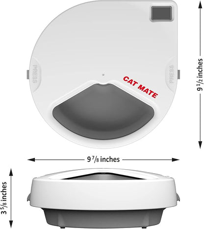 Cat Mate C300 Automatic 3 Meal Pet Feeder with Digital Timer (366) - for Cats or Small Dogs, for Wet and Dry Pet Food, Meals up to 0.73 lb Each, White