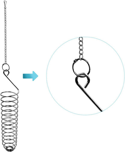 Stainless Steel Bird Food Holder, Parrot Foraging Toy, Hanging Basket, 9.84 in L, 7.87 in W, 82g Weight, Activity Clasp, Fits 12oz Bottle