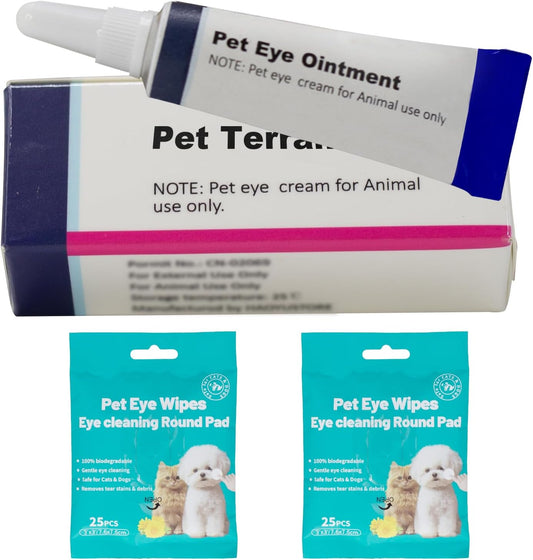 Pet Eye Cream, Health Premium Tube Eye Cream Suitable for Dog, Cat, Cattle, Horse, Sheep, Squirrel, Bird Fit for All Pets (3.5gr/1 Per Tube) 1 Pack