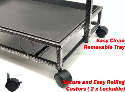 Large Wrought Iron Parrot Bird Play Stand Removable Easy Clean Tray Perch Play Gym Play Ground Stainless Feeder Cups Rolling Stand On Lockable Wheels