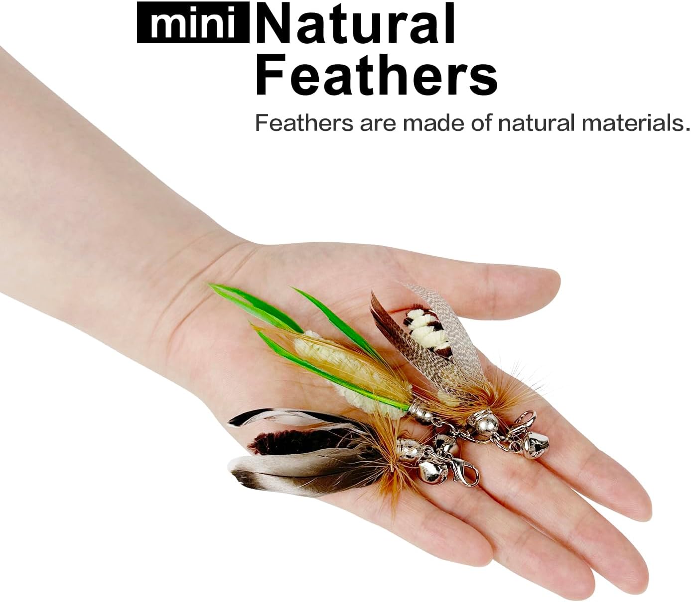 TTcat Cat Feather Toys, 3 Pcs Mini Insects Refills, Cat Toys Replacement Feathers for Cat Kitten Wand