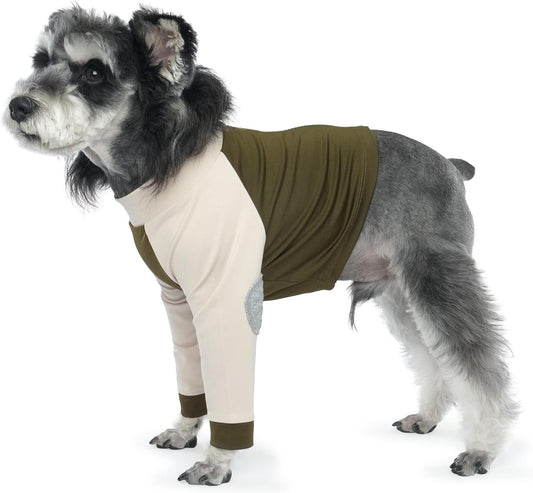 LeLePet Dog Recovery Suit for Front Legs, Dog Sleeve to Stop Licking, Elbow Protector for Leg Injuries Shoulder Wounds After Surgery Male Female,Zippered Long-Sleeved Shirt Cone Alternative(S-3XL)