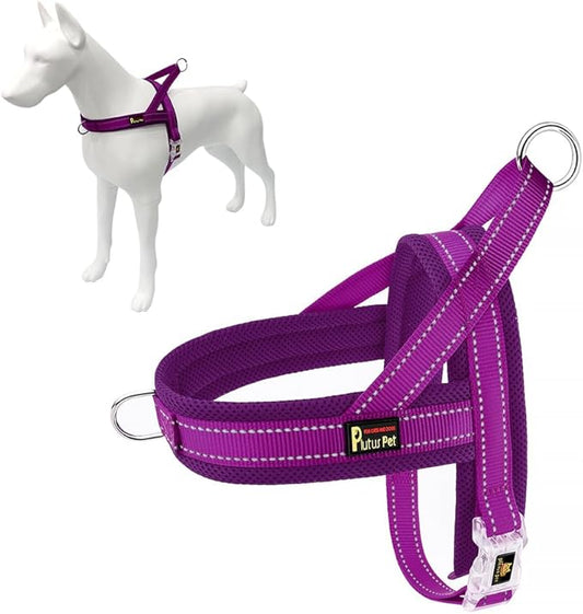Plutus Pet No Pull Dog Harness with Breathable Mesh Padded, Adjustable Reflective Escape Proof Dog Harness, Quick Fit Dog Vest Harness for Small Medium Large Dogs(L, Purple)