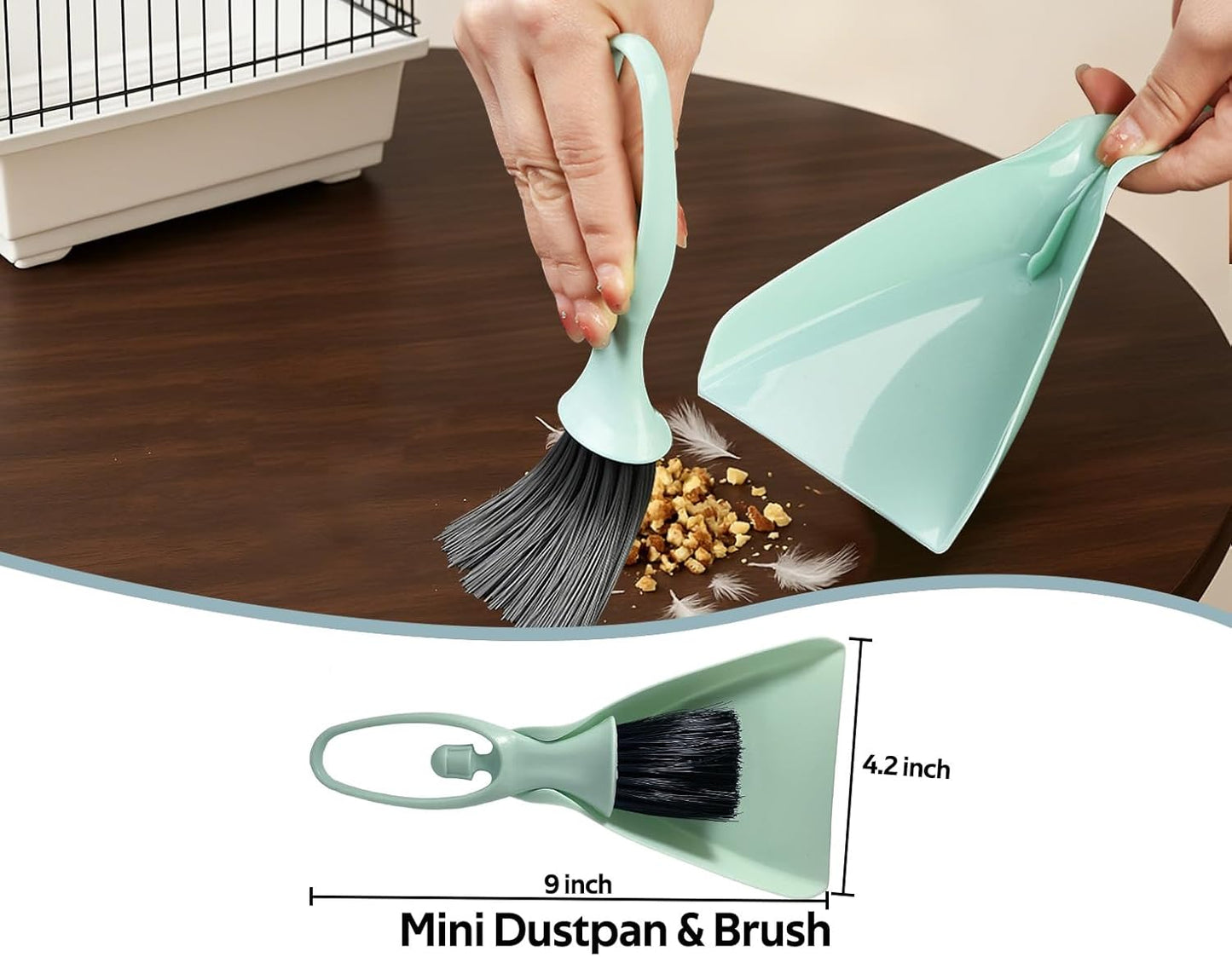 5Pcs Bird Cage Cleaner Kit, Stainless Steel Bird Poop Remover Brush & Scraper & Fork, Birdcage Cleaning Tools, Parakeet Bird Cage Accessories for Small Animal Cage Clean