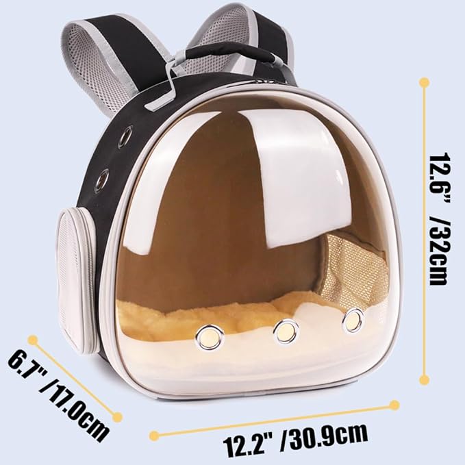 Portable Guinea Pig Backpack with Small Bag Harness and Leash Set, Space Capsule Bubble Pet Carrier Cage Travel for Rabbit, Bearded Dragon, Sugar Glider (Polarized, Backpack)