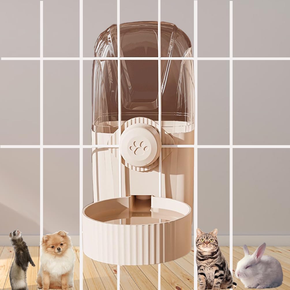 Hanging Cage Automatic Pet Food Water Dispenser 34oz, Large Capacity Feeder Gravity Refill Food and Siphon Suction Water Set for Dog Cat Rabbit Chinchilla and Ferret (Water Dispenser)