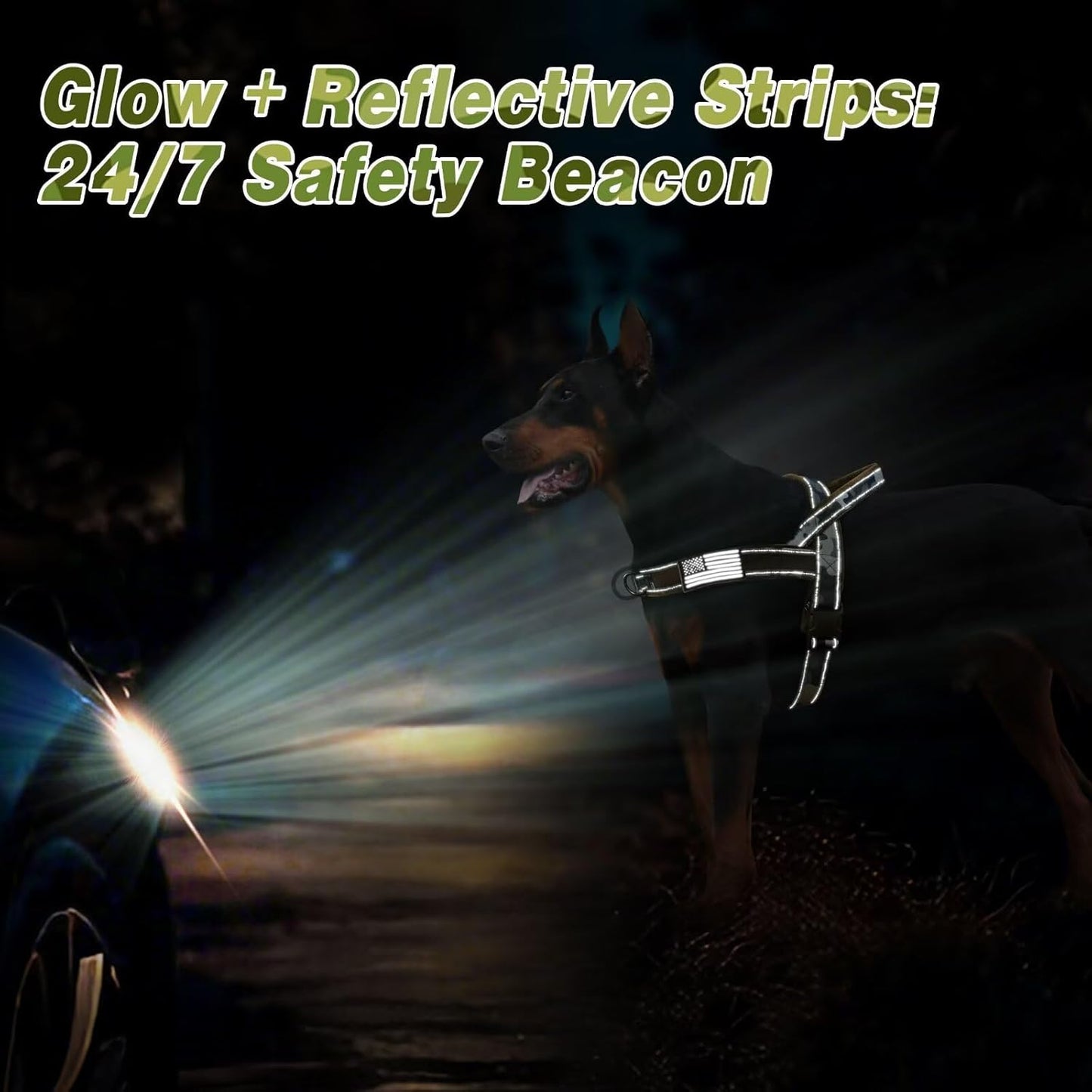 Forestpaw No Pull Dog Harness with Large Handle,Slip on Reflective Vest with Quick Release Buckle,Comfortable Flannel Lining for Medium Large Dogs Walking Training (Includes 3 Patches),Green Camo M