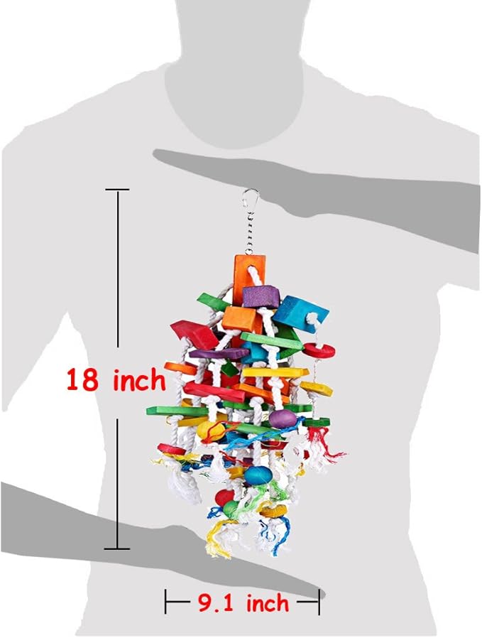 Bird Chewing Toy Large Medium Parrot Cage Bite Toys African Grey Macaws Cockatoos Eclectus Amazon (Waterfall-Big)