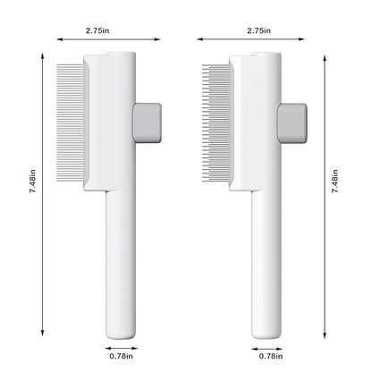 Pet Grooming Combo - Flea Comb(Dense Teeth) and Pet Hair Removal Comb(Long & Short Stainless Steel Teeth) with Release Button for Grooming Massaging and Cleaning Remove Fleas on Cat and Dog
