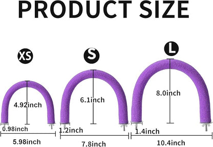U Shape Parrot Perch Stand Toy Bird Platform Sand Paw Grinding Clean Stick Exercise Conure Budgie Cockatiel Cage Accessories (Purple)