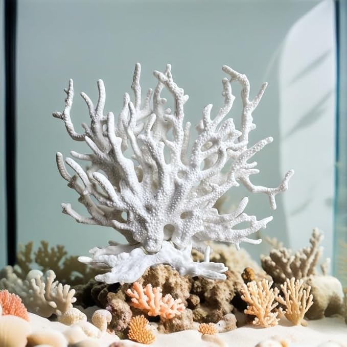 Fish Tank Decorations,Aquarium Corals Decoration, Aquarium Ornaments, Fish Tank Coral, Aquarium Corals Decoration, Fish Decorations for Aquarium (White, Medium)