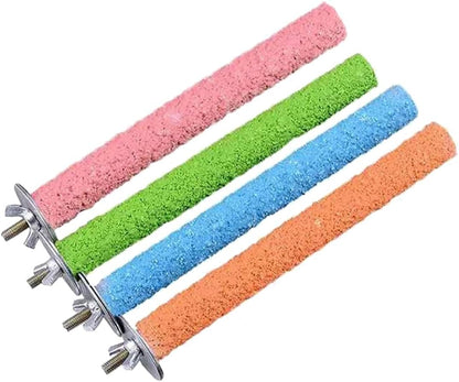 Hamiledyi 4 PCS Parrot Perch Stand Toy Bird Cage Perch Toy Natural Paw Grinding Stick for Medium Parrots Parakeets Cockatiels Lovebirds Chewing Stick (M)