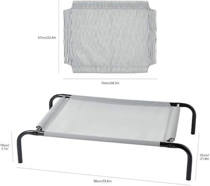 Amazon Basics Cooling Breathable Elevated Dog Bed with Metal Frame for Small Dogs, 36 x 22 x 7.5 Inch, Grey