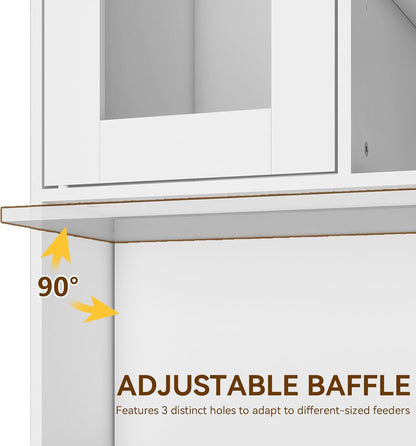 YU YUSING Dog Feeding Station for Automatic Feeder, Dog & Cat Food Storage Cabinet with Hanging Rods, Adjustable Panel, Hidden Automatic Pet Feeder Station for Food and Pet Supplies