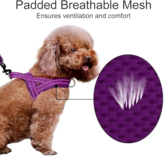 Plutus Pet No Pull Dog Harness with Breathable Mesh Padded, Adjustable Reflective Escape Proof Dog Harness, Quick Fit Dog Vest Harness for Small Medium Large Dogs(L, Purple)