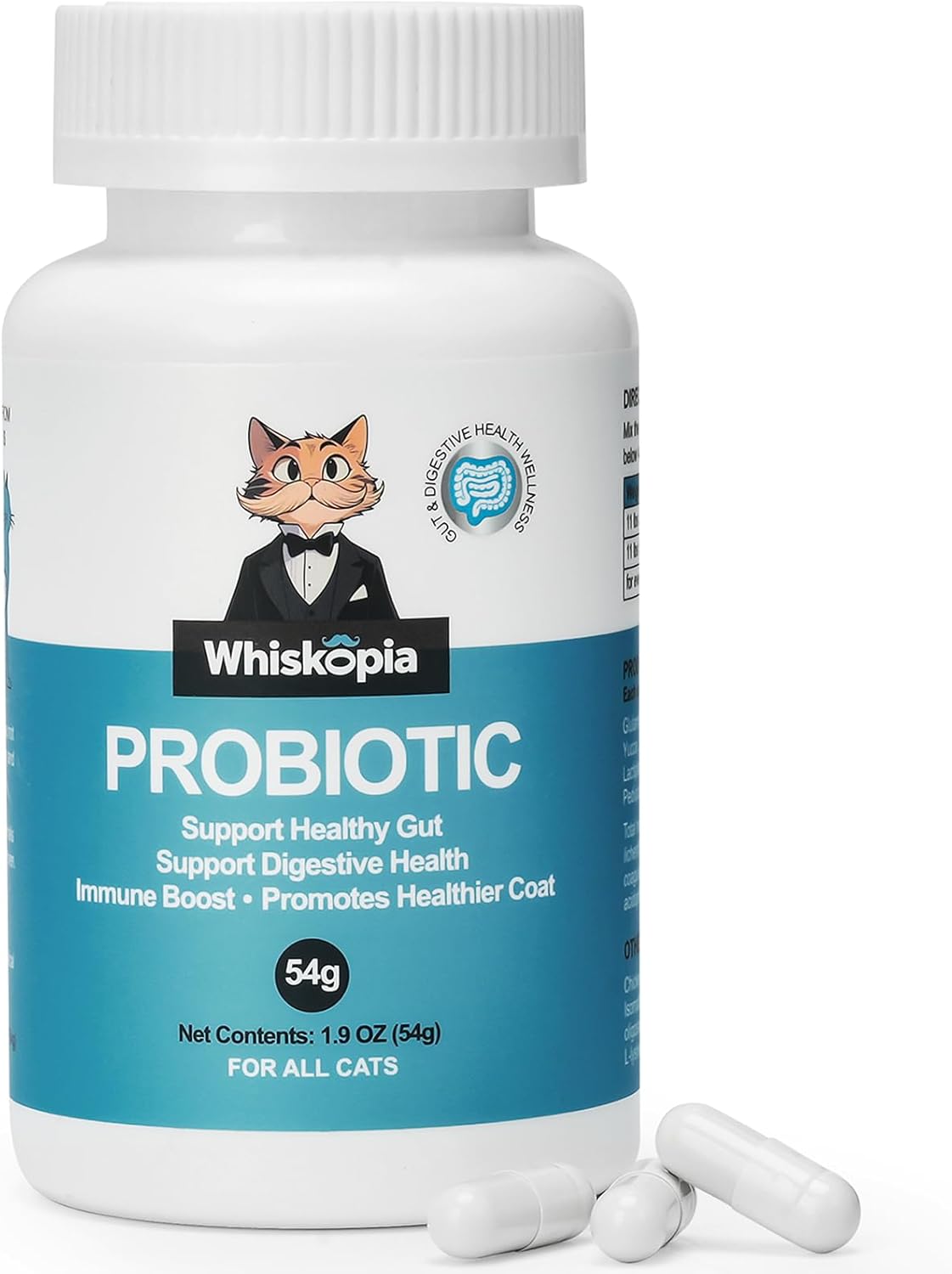 Probiotics for Cats - Cat Probiotic Supplement for Digestive & Gut Support, Diarrhea Relief, Immunity Booster, Cat Probiotic Powder with 9 Billion CFU and Prebiotics, 120 Capsules