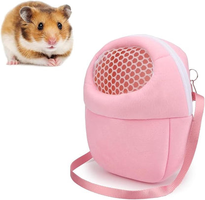 Pet Carrier Backpack for Small Animals, Travel Handbag for Cat, Puppy, Guinea Pig, Hedgehog, Hamster (Pink, Large)