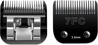 BESTBOMG Detachable Pet Dog Grooming Clipper Blades, Size 7FC/5FC/4FC, Made of Carbon-Infused Steel Blade and Stainless Steel Blade, Compatible with Most Andis,Oster A5/A6,Wahl KM Series, 5 Count.