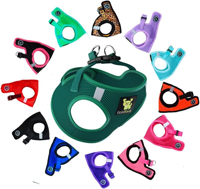 EcoBark Dog Harness - Teacup Dog Harnesses for XXXS, XXS, XS, and Small Dogs - Step in Soft Mini Body Halter - Puppy Harness- Toy Breed Dog Harness Vest Under 5 pounds lbs (XXXS, Forest Green)