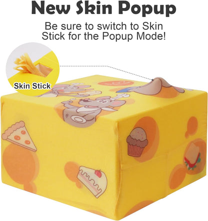 Migipaws MigiBox Cat Toy with PopSkin, Interactive Kitten Toy for Indoor Cats, Automatic Pop Out Feathers from 12 Holes Randomly, Pounce Mystery Under Cover to Stimulate Bored Furry, Rechargable