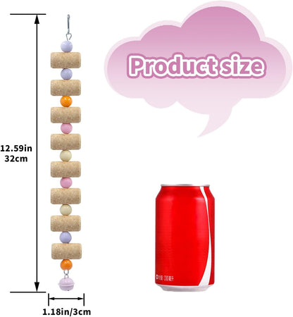 Bird Toys, 2 Pack Bird Chew Toy with Wooden Corks and Colorful Plastic Beads, Parakeet Toys, Cage Accessories for Budgies, Cockatiels, Lovebirds, Green Cheeks, Small to Medium Birds