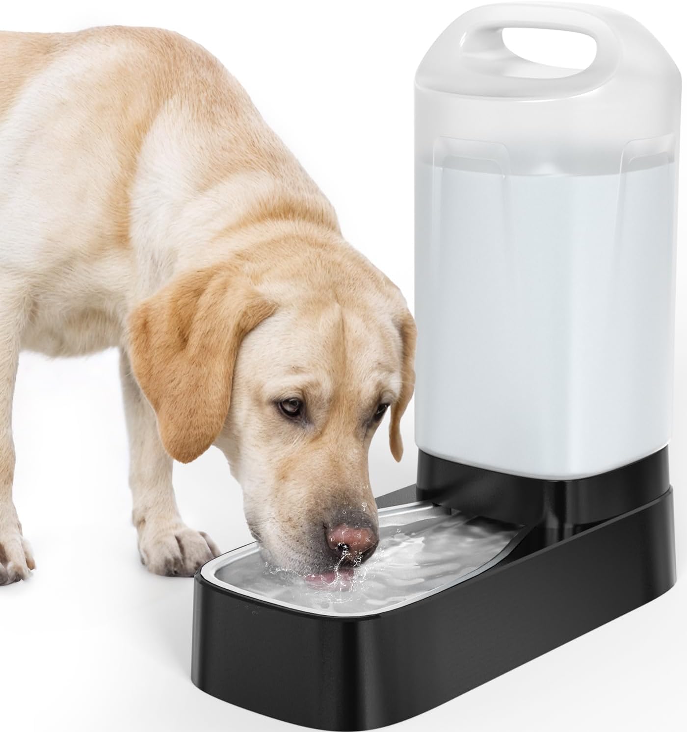 Automatic Dog Water Bowl Dispenser - 2.4 Gallon Stainless Steel Gravity Pet Water Feeder with Ergonomic Handle Design Anti Splash Drinking Bowl Without Filter Easy to Clean Multi Pet Use