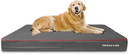 The Dog’s Bed Orthopedic Memory Foam Dog Bed, XXXL Grey/Red, Pain Relief for Arthritis, Hip & Elbow Dysplasia, Post Surgery, Lameness, Supportive, Calming, Waterproof Washable Cover