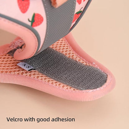 Step in Dog Harness and Leash Set, Flower Adjustable Easy Walk Puppy Harnesses, Soft Mesh No Pull Pet Vest Harness for Small Medium Dogs(Strawberry, M)