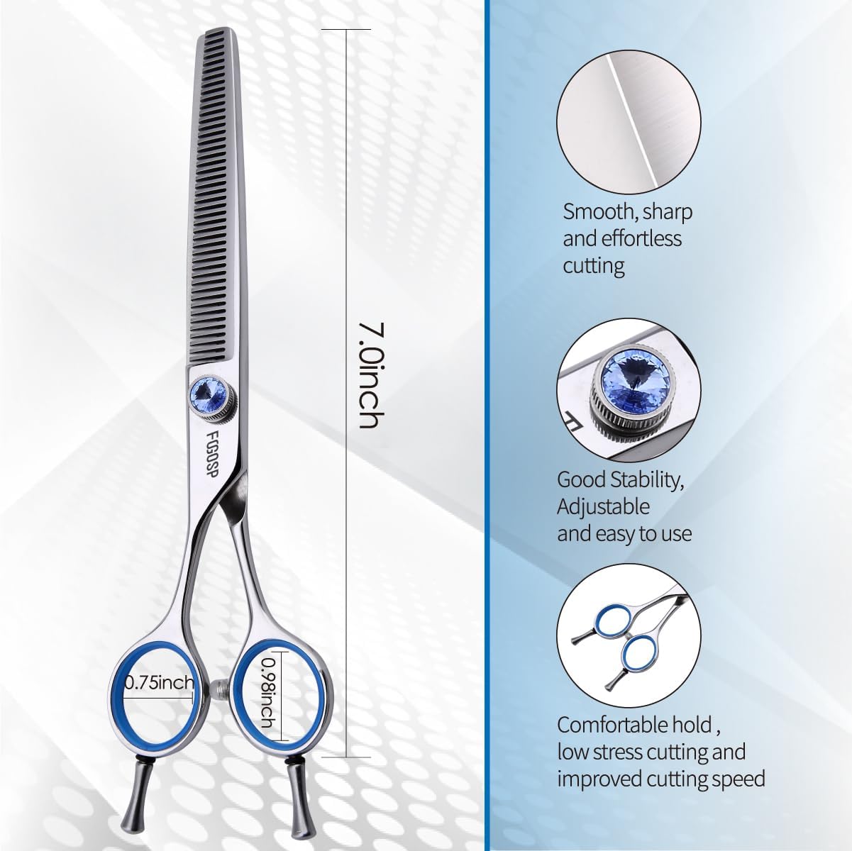 Left Handed Thinning Shears for Dogs 7in Professional Dog Thinning Shears for Grooming 56 Teeth Dog Grooming Scissors for Pet Cat Japanese 440C Stainless Steel(7.0'' Blending)