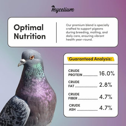 Mycelium Organic Pigeon Premier Feed (5 LB Bag) | High-Protein Wild Bird Food with Probiotics & Vitamins | Supports Strength, Gut Health & Daily Performance | Non-GMO, No Fillers, Made in USA
