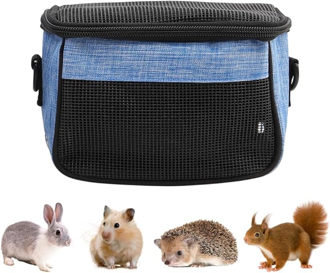 DONGKER Guinea Pig Travel Carrier Bag,Foldable Hamster Outgoing Shoulder Bag with Detachable Adjustable Shoulder Strap for Hamster Ferret Squirrel Chinchilla Rabbit