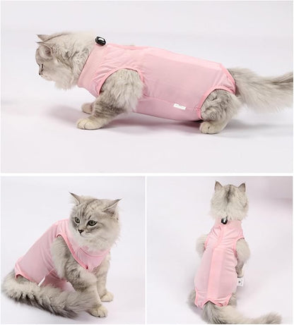 2 PCS Cat Recovery Suit for Spay Abdominal Wounds Female, Cat Onesie for Cats After Surgery, Pet Surgery Recovery Suit Kitten Onesie for Cats Anti Licking (Pure(2 PCS), Medium)