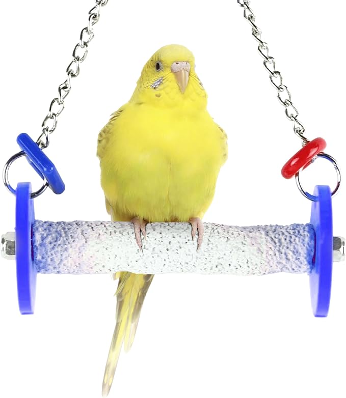 Sweet Feet and Beak Roll Bird Swing - Pumice Perch Bird Toys Trims Nails and Beaks, Safe and Non-Toxic Bird Cage Accessories for Small and Large Birds, Swinging Toys Birds Will Love, XSmall 4.5 Inches