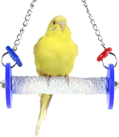 Sweet Feet and Beak Roll Bird Swing - Pumice Perch Bird Toys Trims Nails and Beaks, Safe and Non-Toxic Bird Cage Accessories for Small and Large Birds, Swinging Toys Birds Will Love, XSmall 4.5 Inches