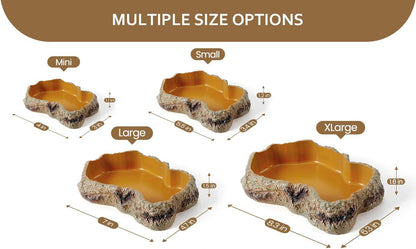 Reptile Food Water Rock Bowls - Resin Rock Worm Feeder Dish, Amphibian Feeding Bowl Terrarium Decor for Lizards, Chameleon, Leopard Gecko, Frog, Bearded Dragons, Snake, Hermit Crabs, Turtle Spider Pet