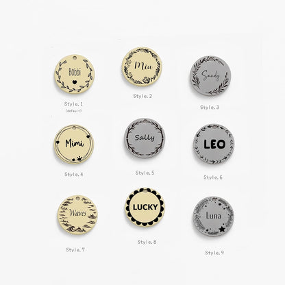 Cat Dog ID Tags Personalized 9 Corolla Styles Flower Wreath to Choose for Small Pets Collar Accessories 316L Stainless Steel Engraved Custom on Both Side